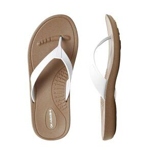 Okabashi Breeze White/Toffee flip flop Sz Large 9.5-10.5‎